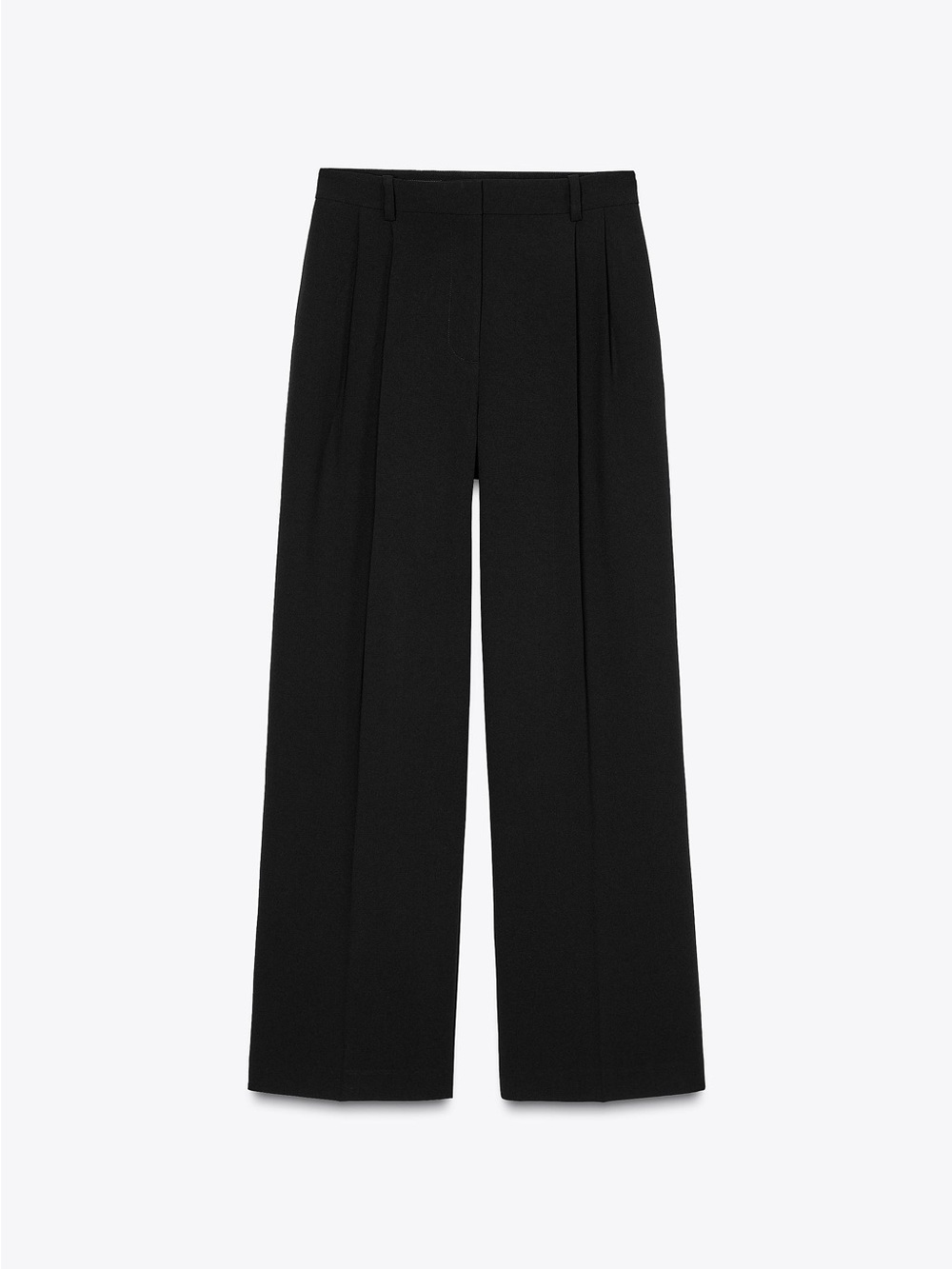 Zara Brandnew XS- Black Wide-Leg Trousers with Crease Detail